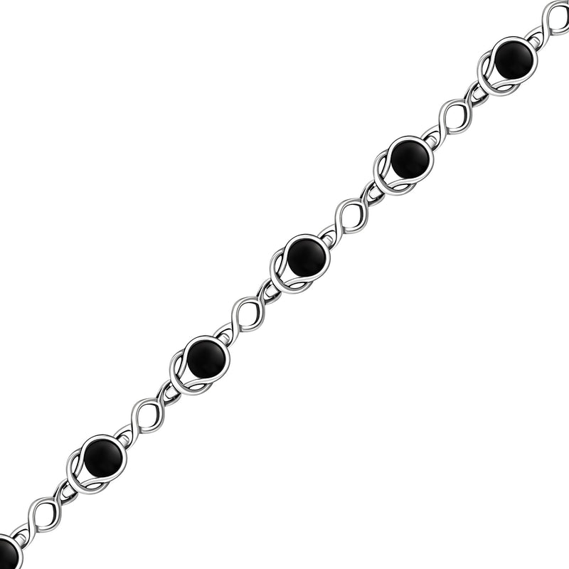 Sterling Silver Whitby Jet Oxidised Celtic Wire Bracelet