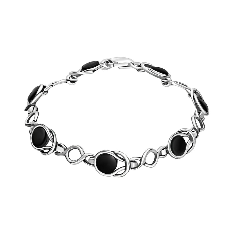 Sterling Silver Whitby Jet Oxidised Celtic Wire Bracelet