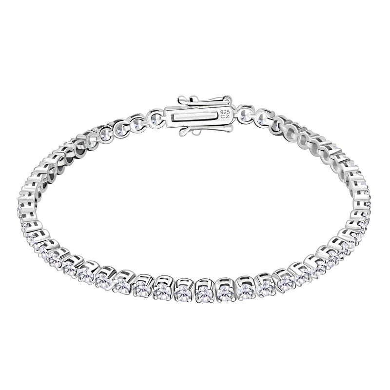 Sterling Silver Cubic Zirconia Claw Set Tennis Bracelet
