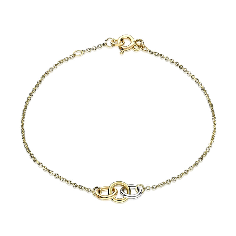 9ct Gold Interlocking Rings Bracelet