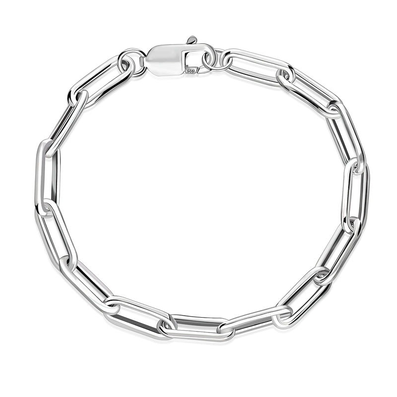 7" Sterling Silver Bold Paper Clip Bracelet 6mm
