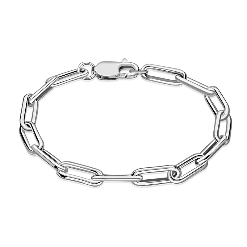 7" Sterling Silver Bold Paper Clip Bracelet 6mm