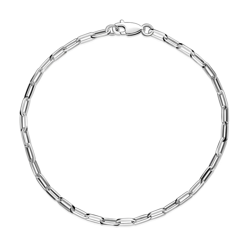 7" Sterling Silver Mini Paper Clip Bracelet 2.43mm
