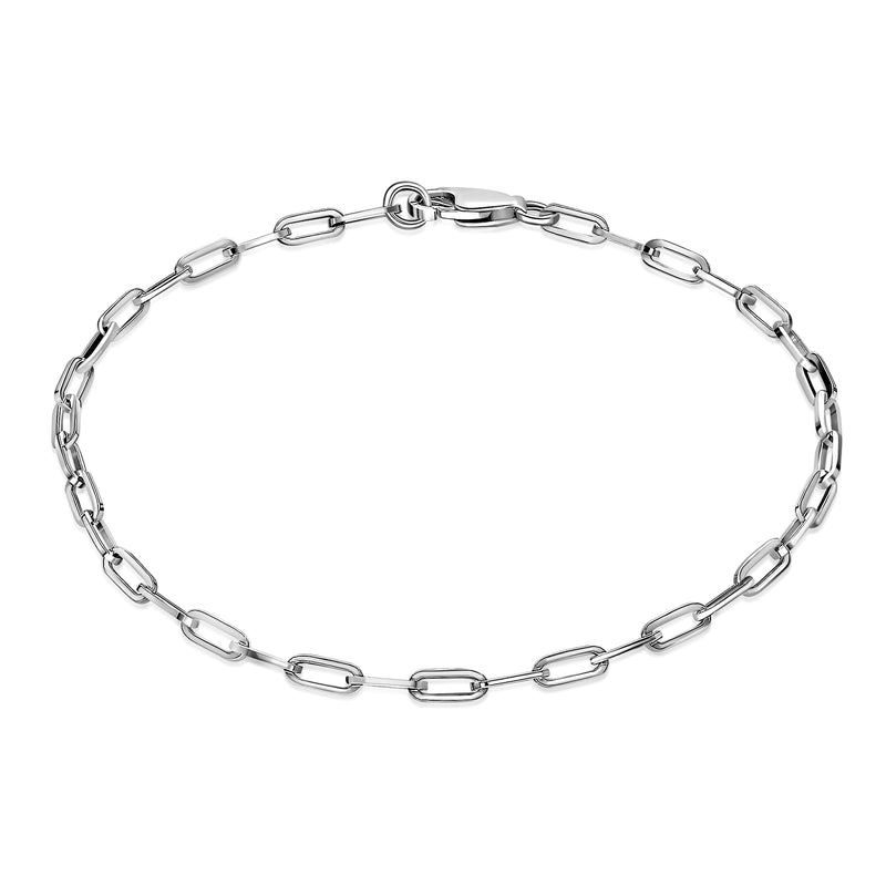 7" Sterling Silver Mini Paper Clip Bracelet 2.43mm