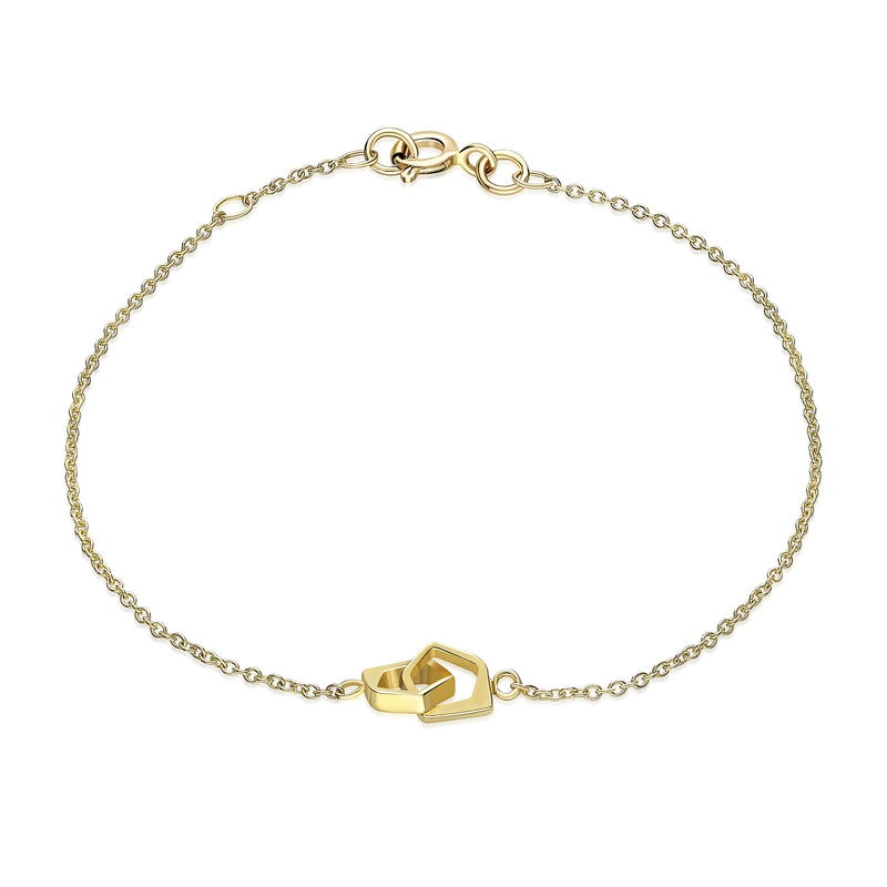 9ct Gold Interlocking Pentagon Bracelet