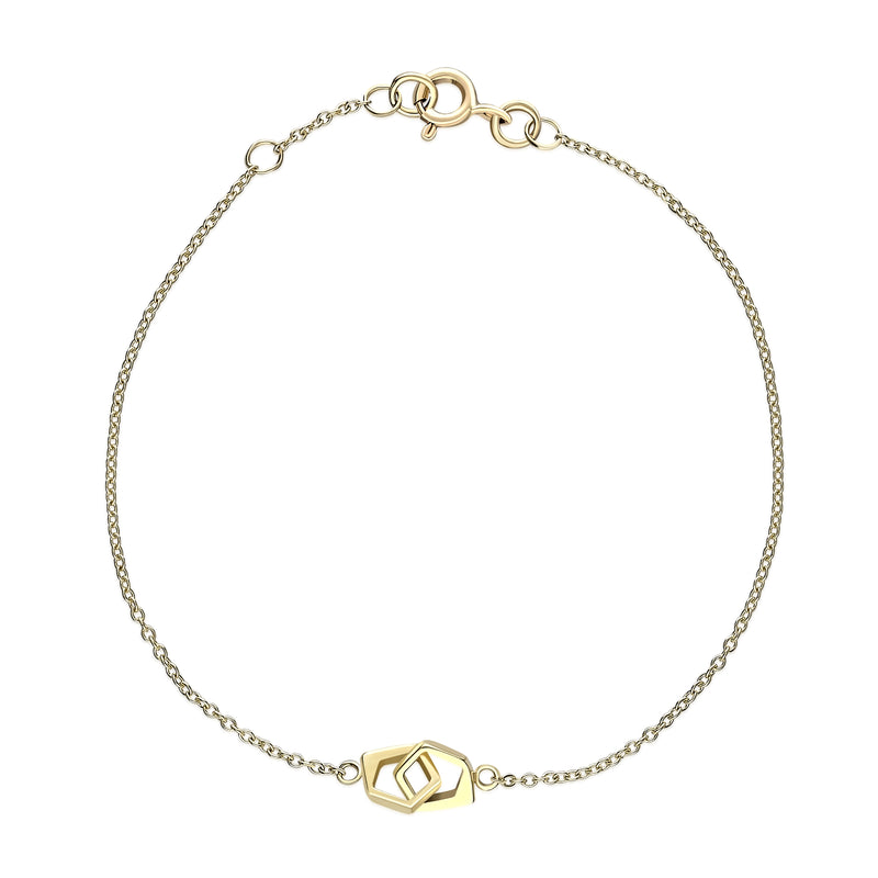 9ct Gold Interlocking Pentagon Bracelet