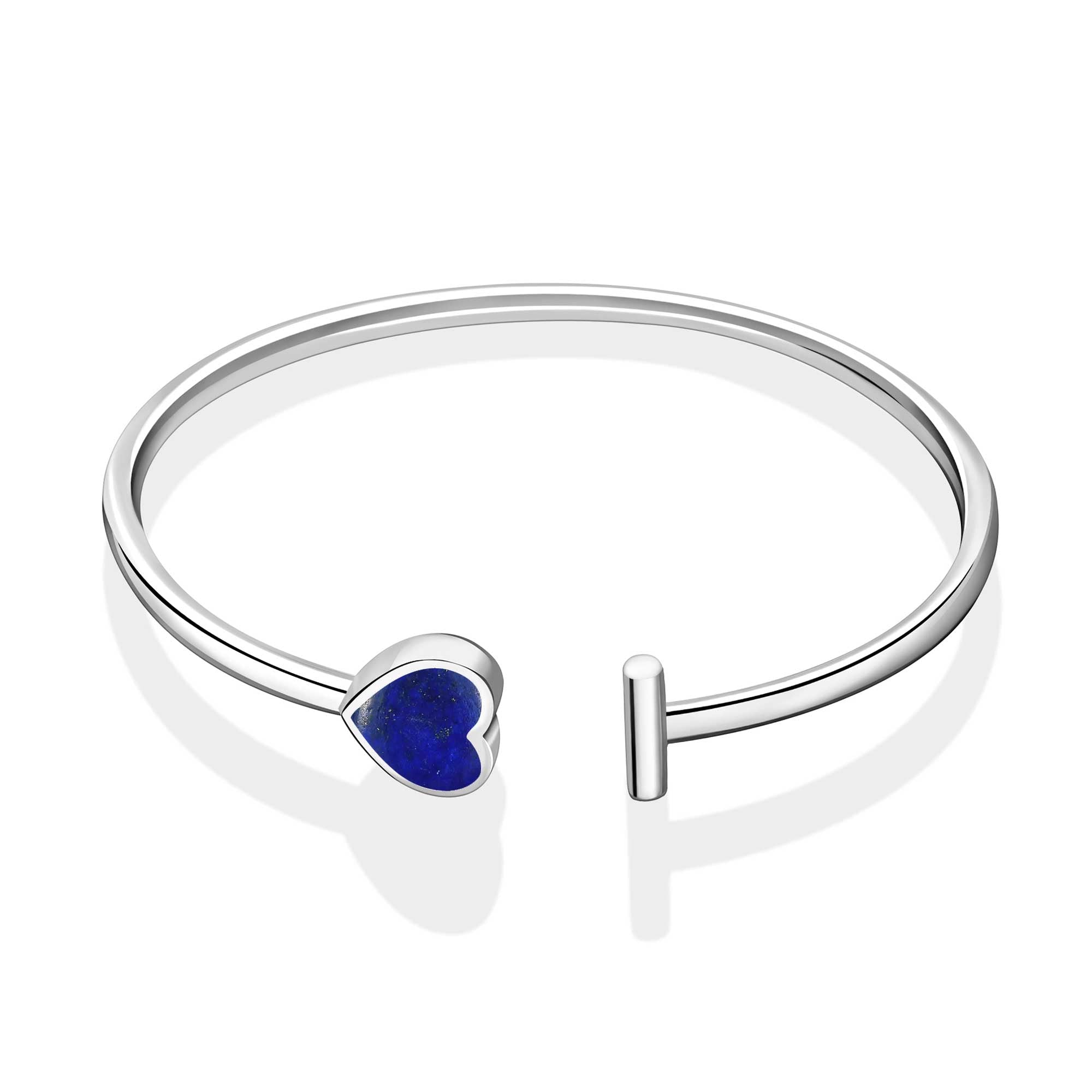 Sterling Silver Lapis Lazuli Open Heart Bangle