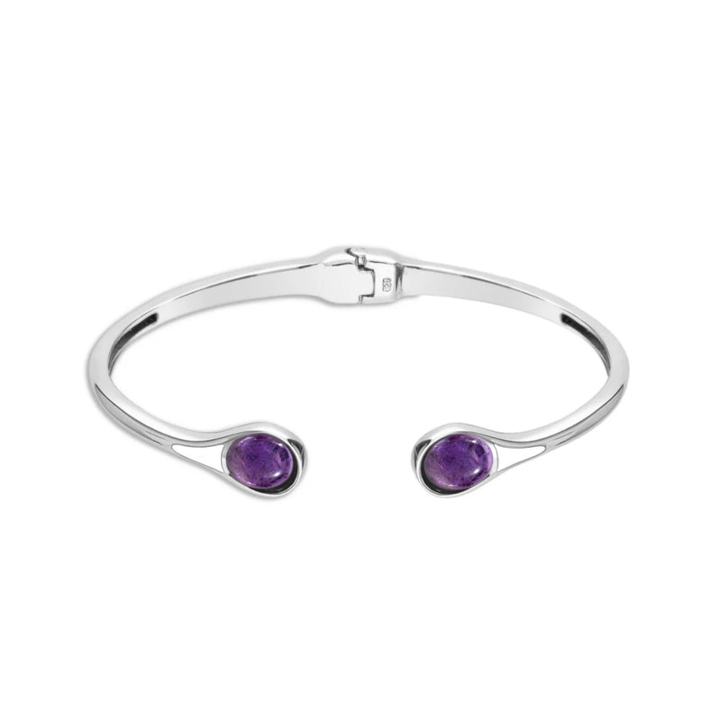 Sterling Silver Amethyst Hinged Bangle