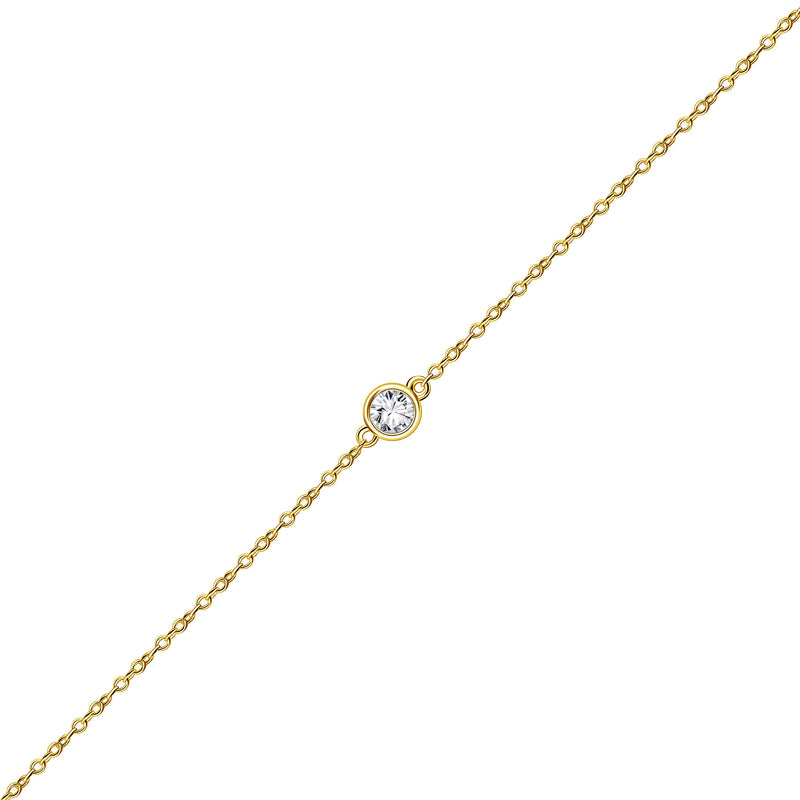 Gold Vermeil CZ Single Round Bracelet