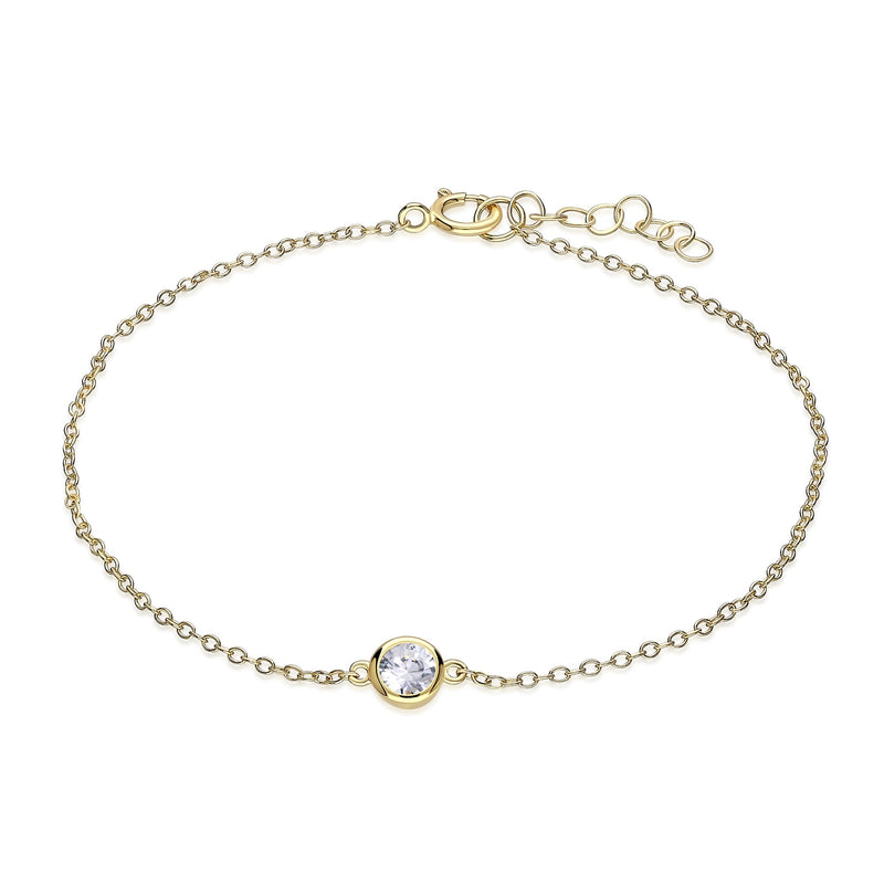 Gold Vermeil CZ Single Round Bracelet
