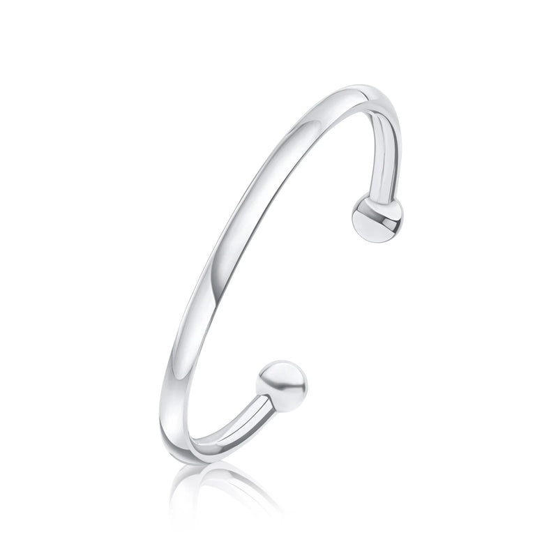 Sterling Silver 4mm solid Round Torque Bangle