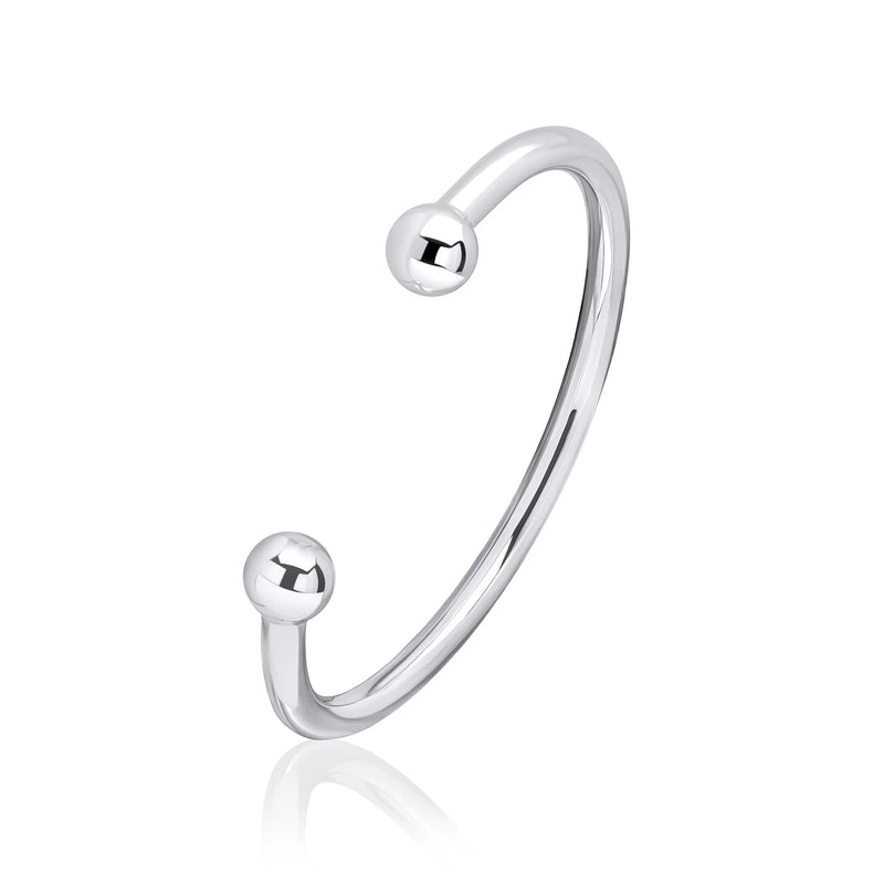 Sterling Silver 4mm solid Round Torque Bangle
