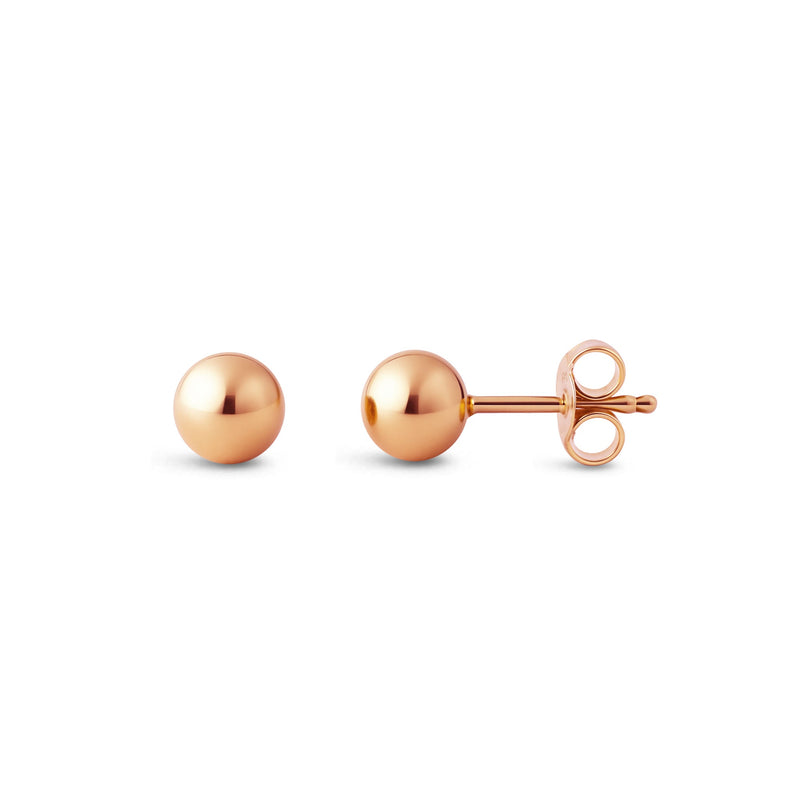 Rose Gold Vermeil Beaded Mini Stud Earrings 3mm