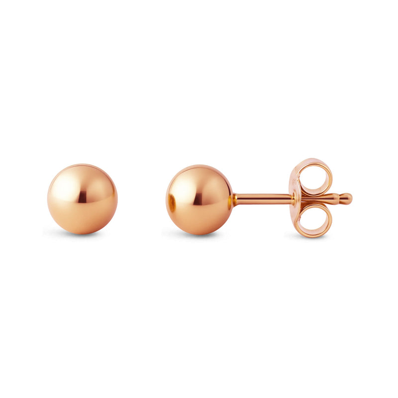 Rose Gold Vermeil Beaded Maxi Stud Earrings 6mm