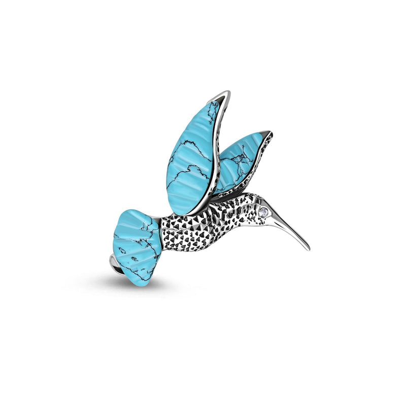 Sterling Silver Turquoise Hummingbird Brooch
