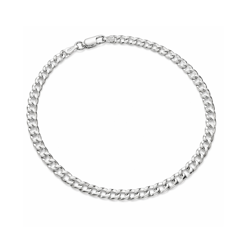 Sterling Silver Lightweight Flat Curb Chain Bracelet