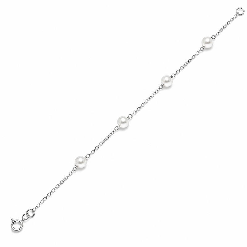 Sterling Silver Pearl Trace Chain Bracelet