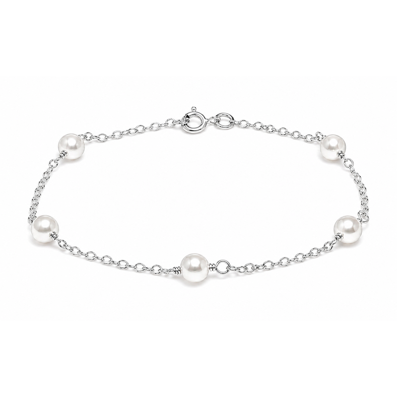 Sterling Silver Pearl Trace Chain Bracelet