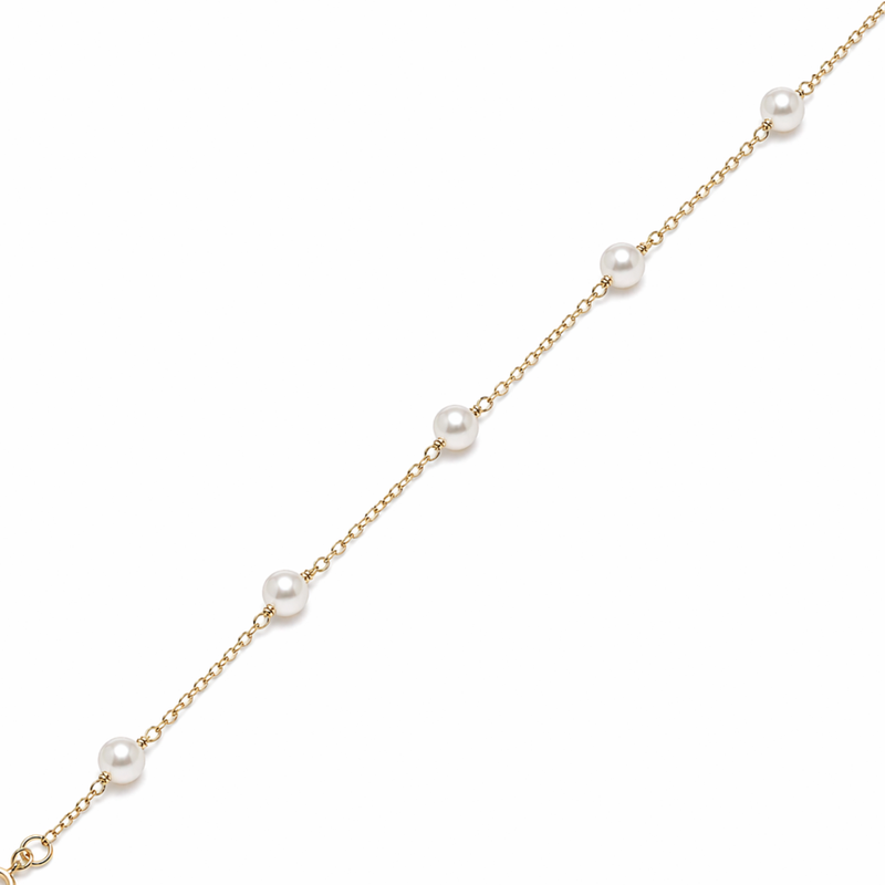 9ct Yellow Gold Pearl Trace Chain Bracelet