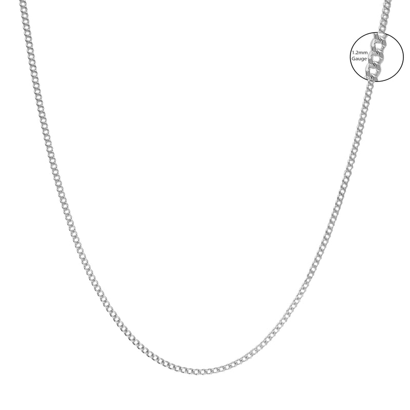 Sterling Silver Filed Curb Chain 1.2mm 24"