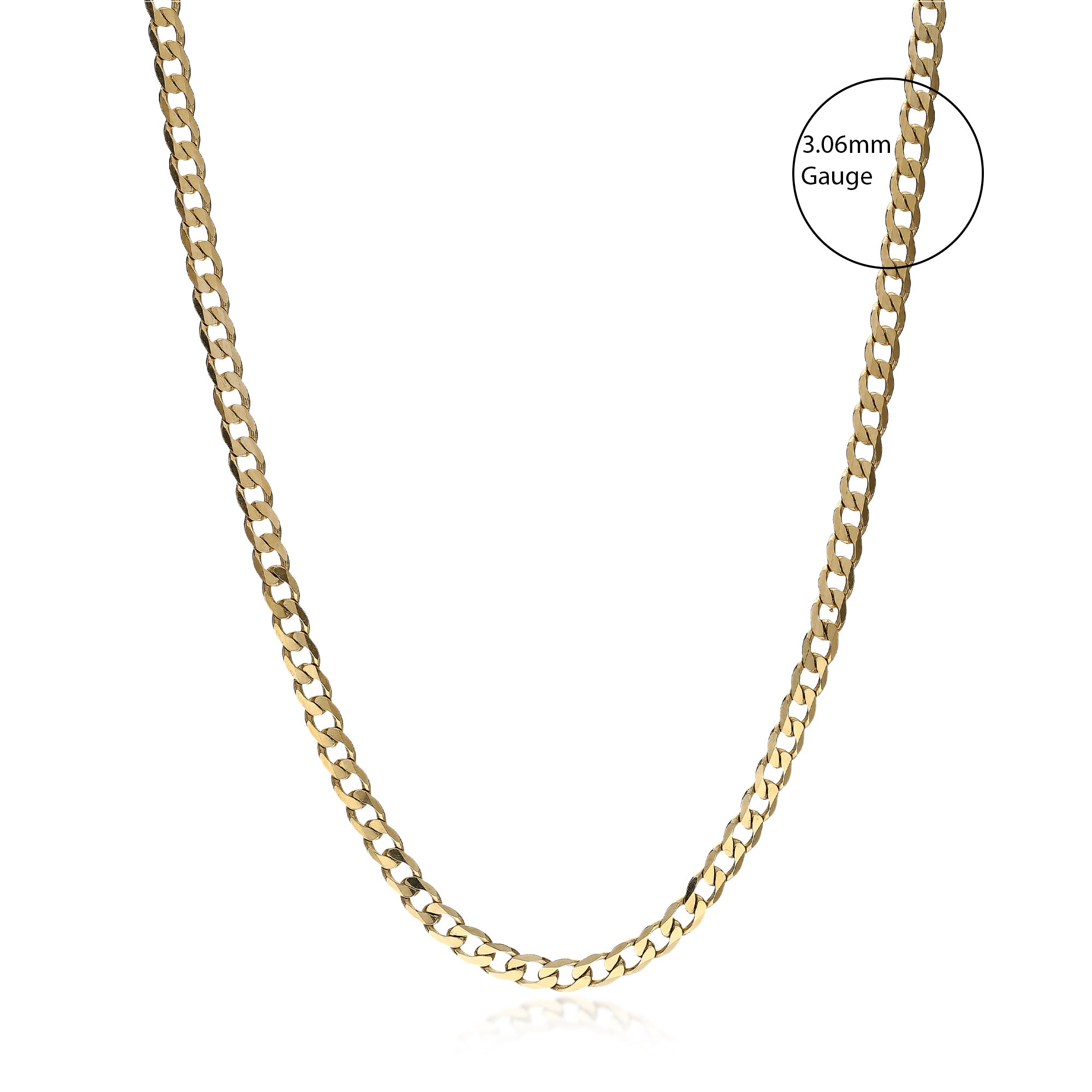 9ct Yellow Gold Heavy Curb Chain 3.06mm 20"