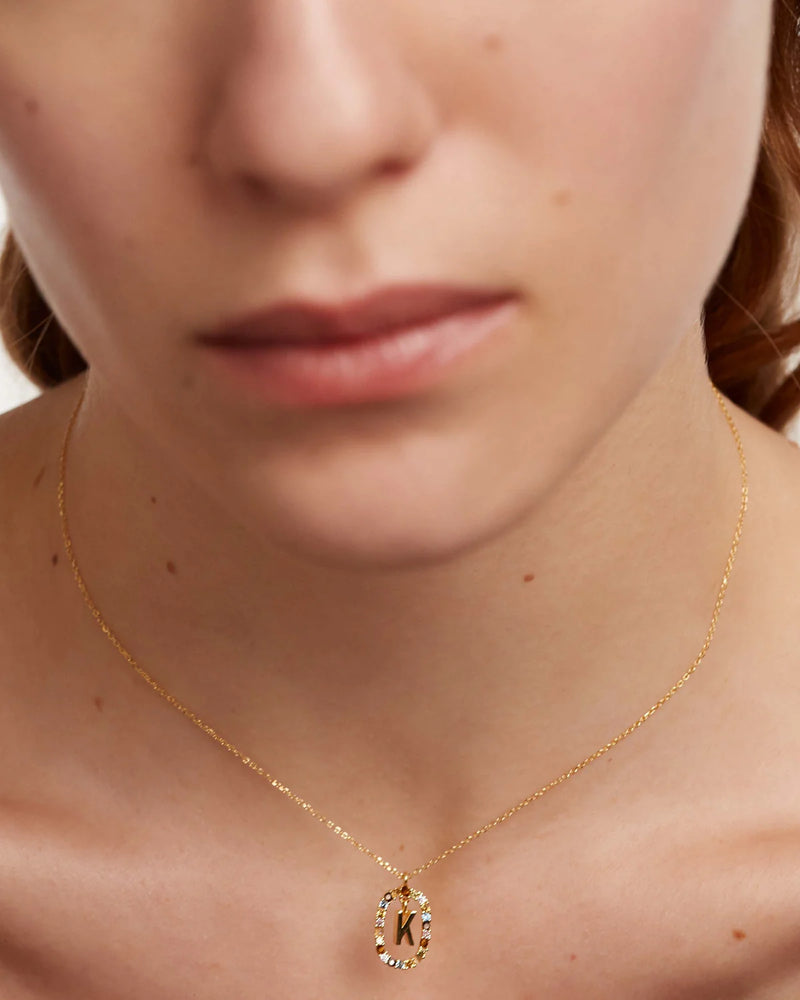 18ct Yellow Gold Vermeil Letter K Necklace