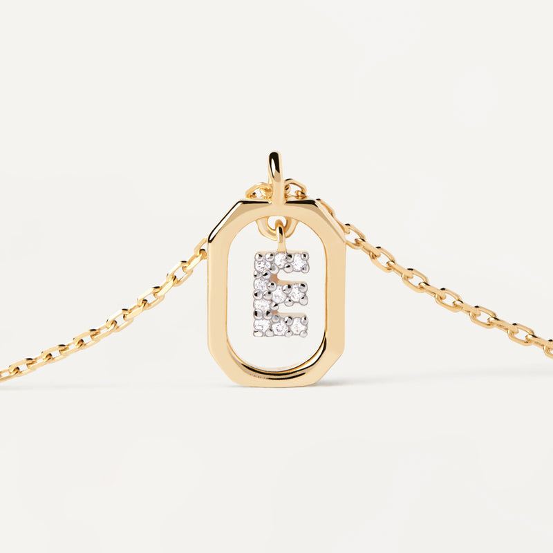 18ct Yellow Gold Vermeil Mini Letter E Necklace