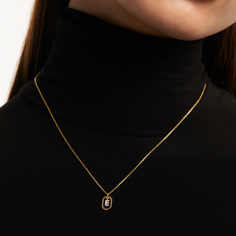 18ct Yellow Gold Vermeil Mini Letter E Necklace