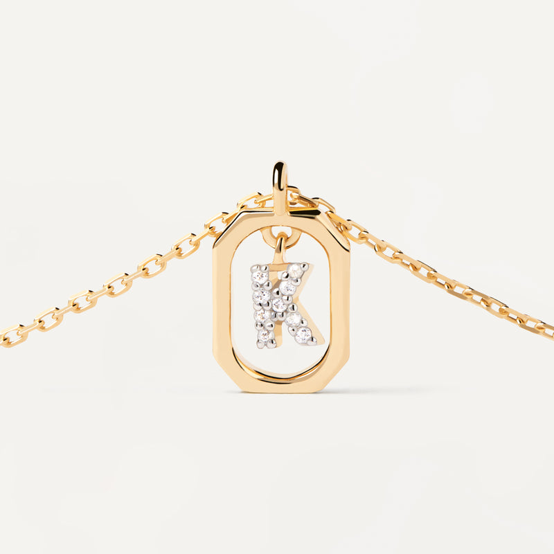 18ct Yellow Gold Vermeil Mini Letter K Necklace