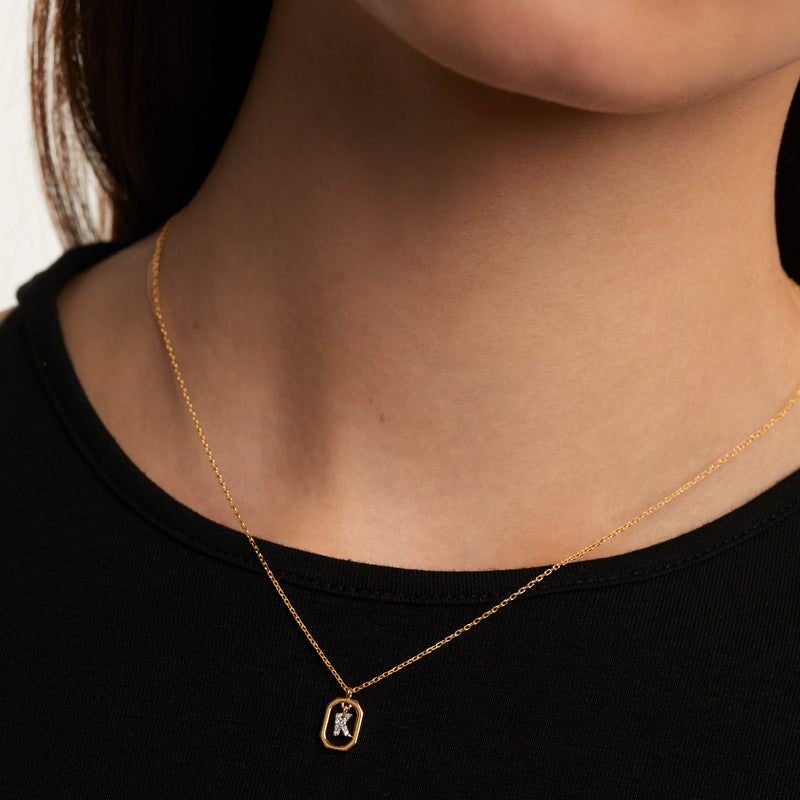 18ct Yellow Gold Vermeil Mini Letter K Necklace