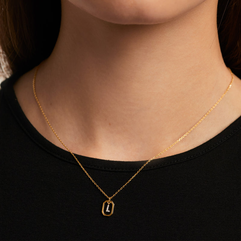 18ct Yellow Gold Vermeil Mini Letter L Necklace