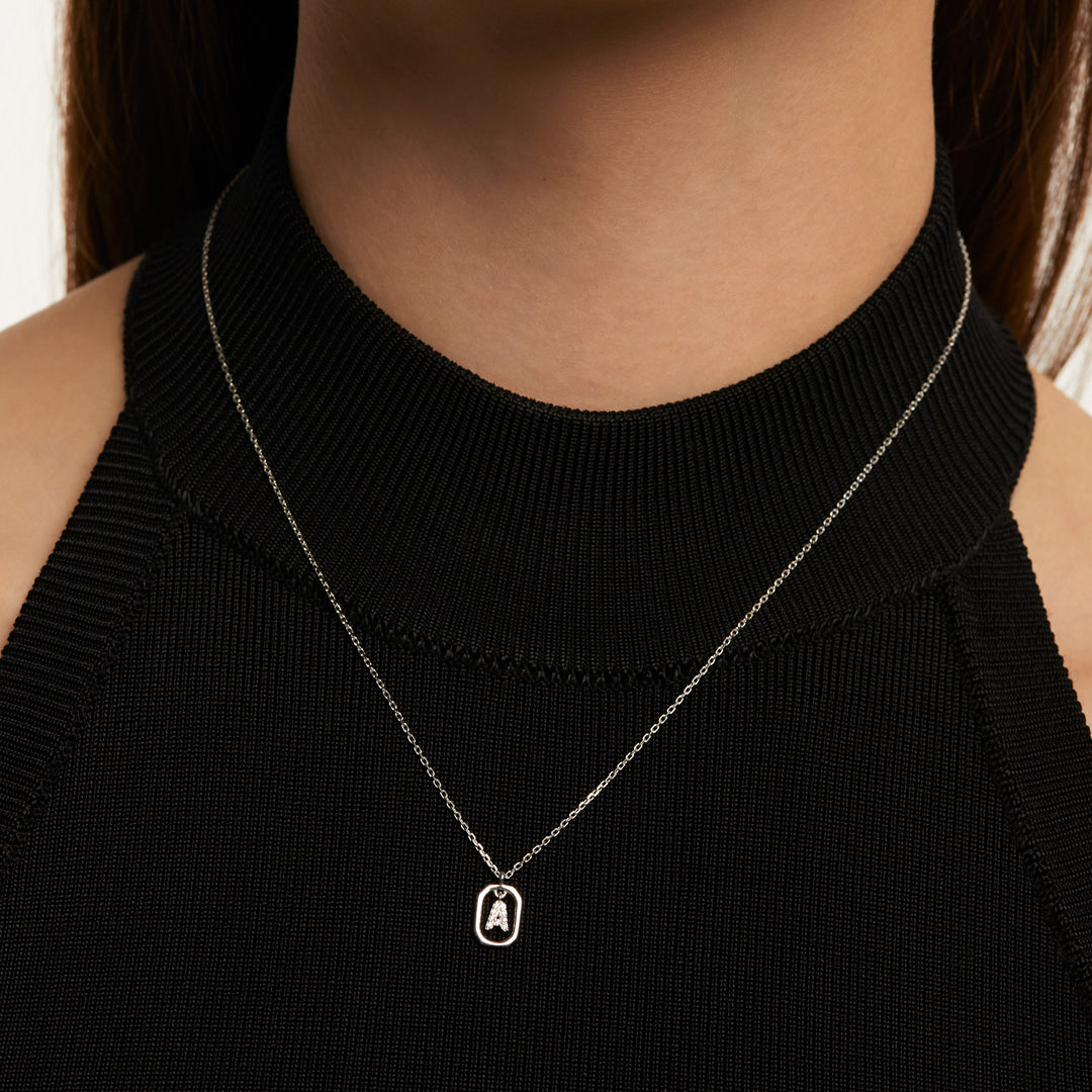 PDPaola Mini Letter A Necklace Collana con nome a lettera oro, Onesize, Argento sterling, Zirconia cubica : PDPAOLA