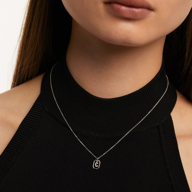 Sterling Silver Mini Letter C Necklace