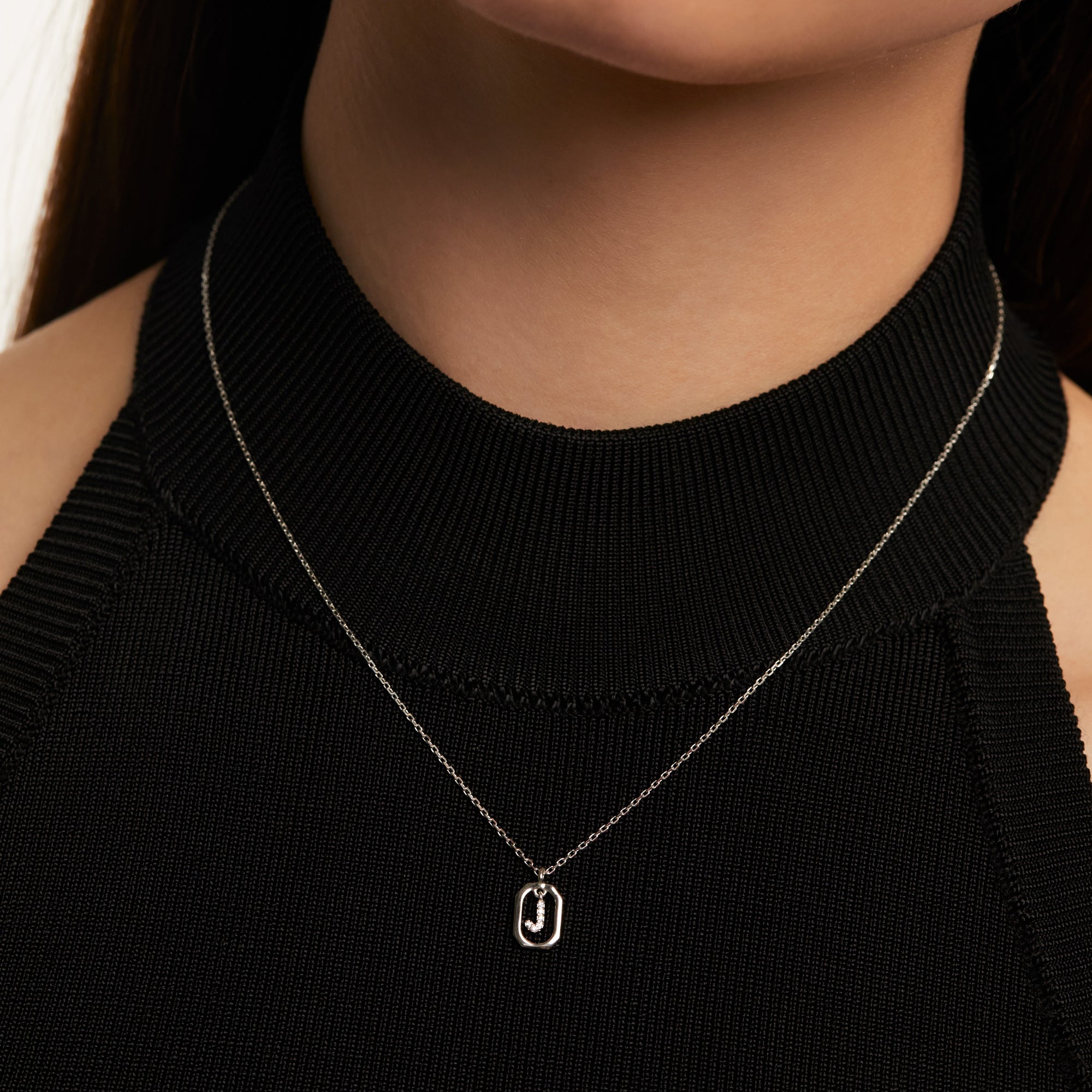 Mini Letter J Silver Necklace