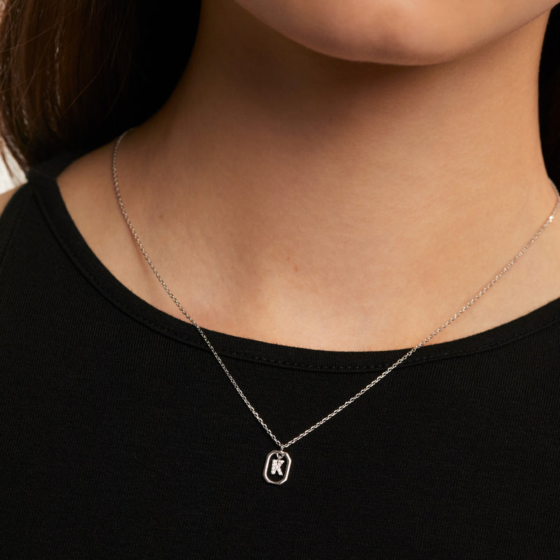 Sterling Silver Mini Letter K Necklace