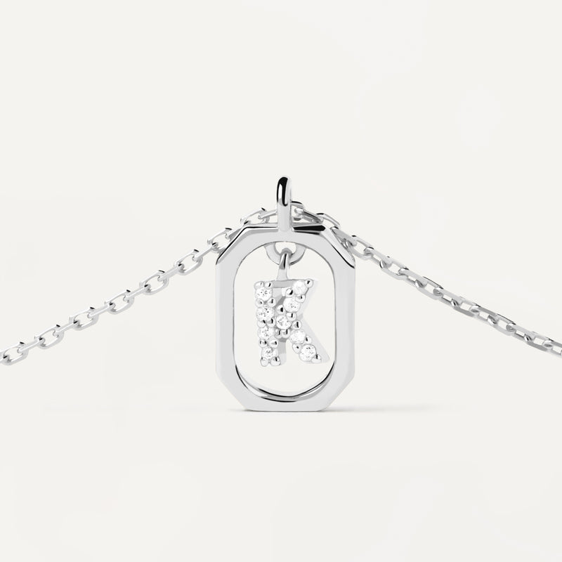 Sterling Silver Mini Letter K Necklace