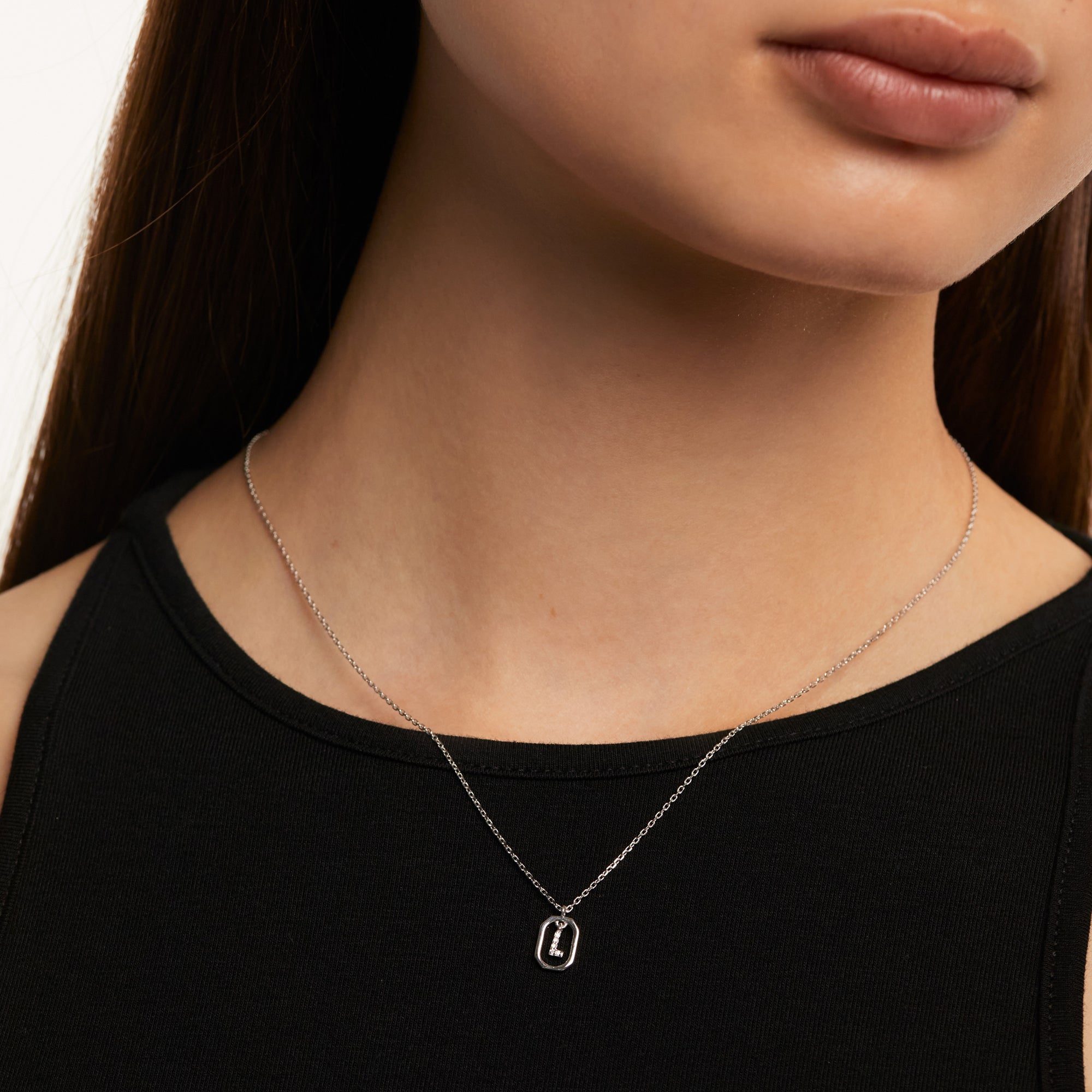 Mini Letter L Silver Necklace