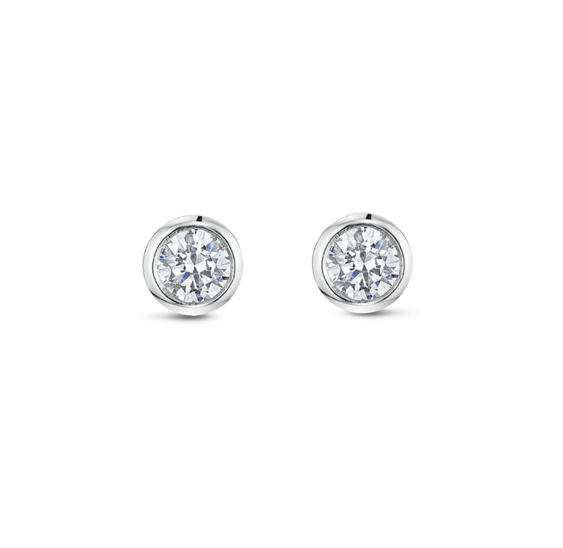 Sterling Silver 4mm CZ Rub-Over Stud Earrings