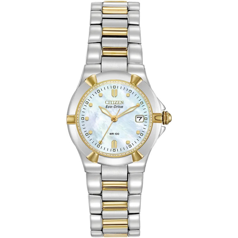 Citizen Silhouette Riva Eco-Drive Ladies’ Two Tone Diamond Mother of Pearl Watch EW1534-57D