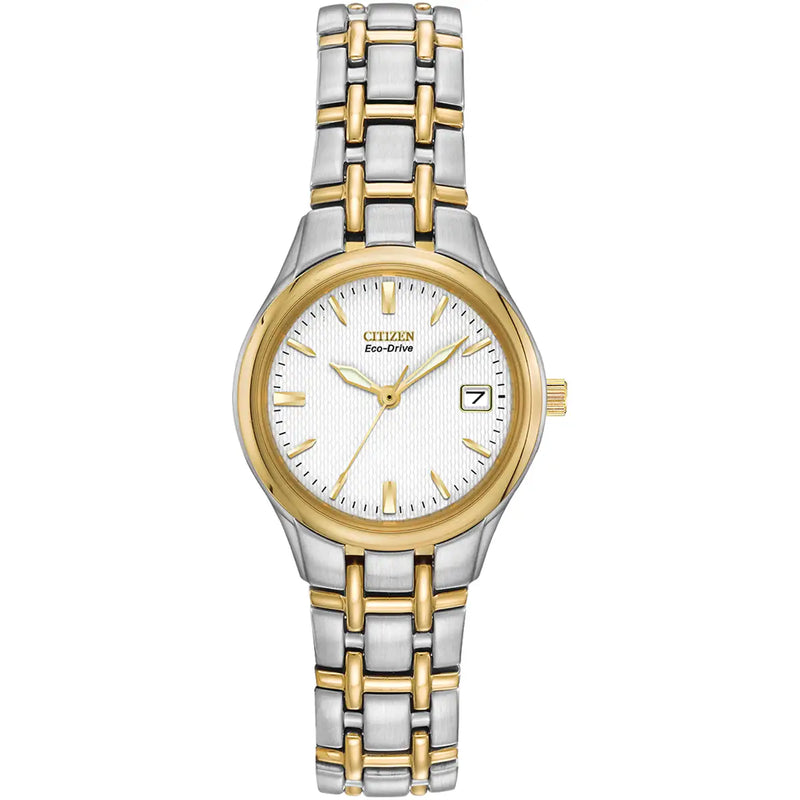 Citizen Silhouette Eco-Drive Ladies’ Two Tone White Dial Watch EW1264-50A