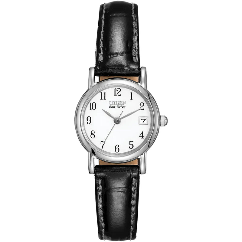Citizen Eco-Drive Ladies’ White Dial Leather Strap Watch EW1270-06A