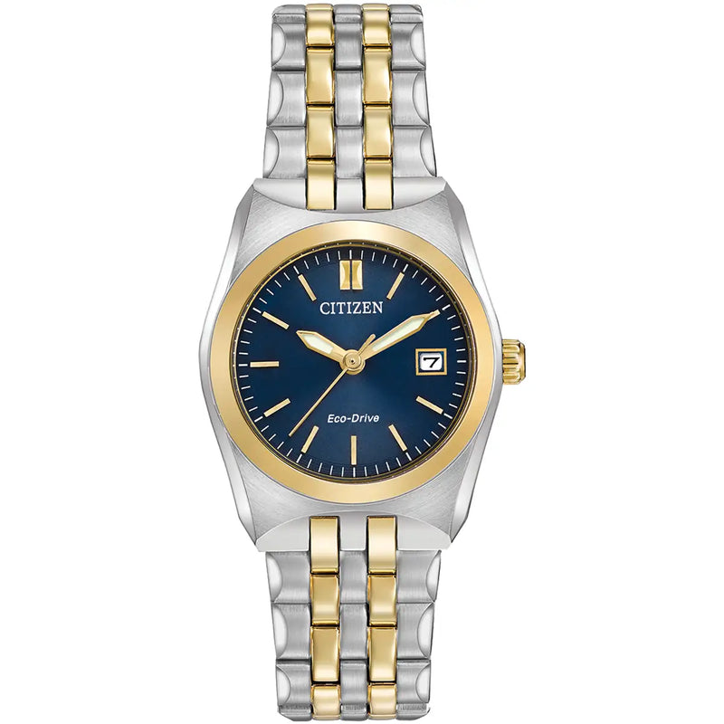 Citizen Corso Eco-Drive Ladies’ Two Tone Blue Dial Watch EW2294-53L