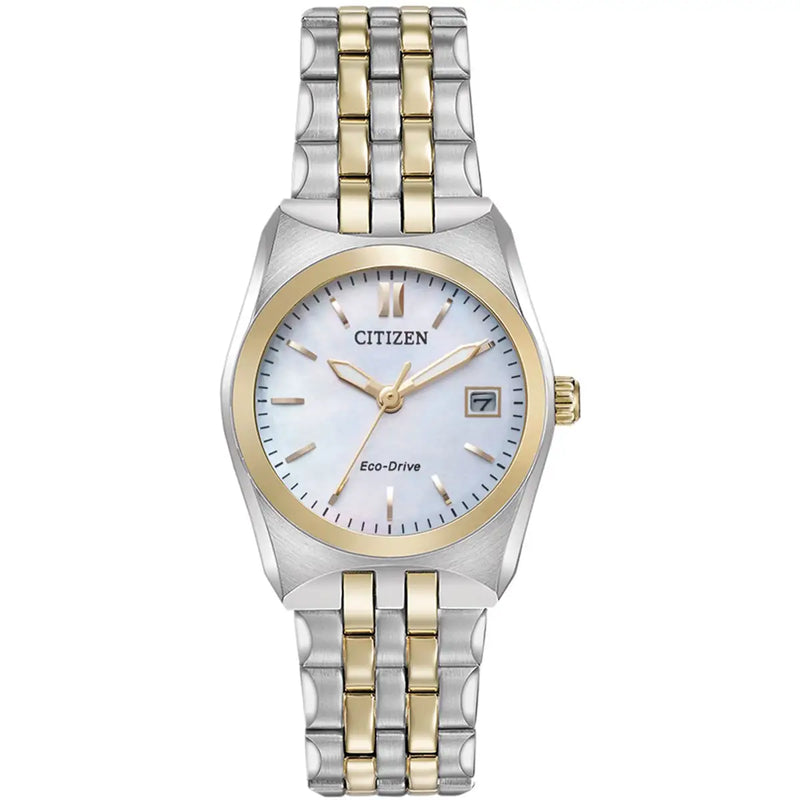 Citizen Corso Eco-Drive Ladies’ Two Tone White Dial Watch EW2296-58D