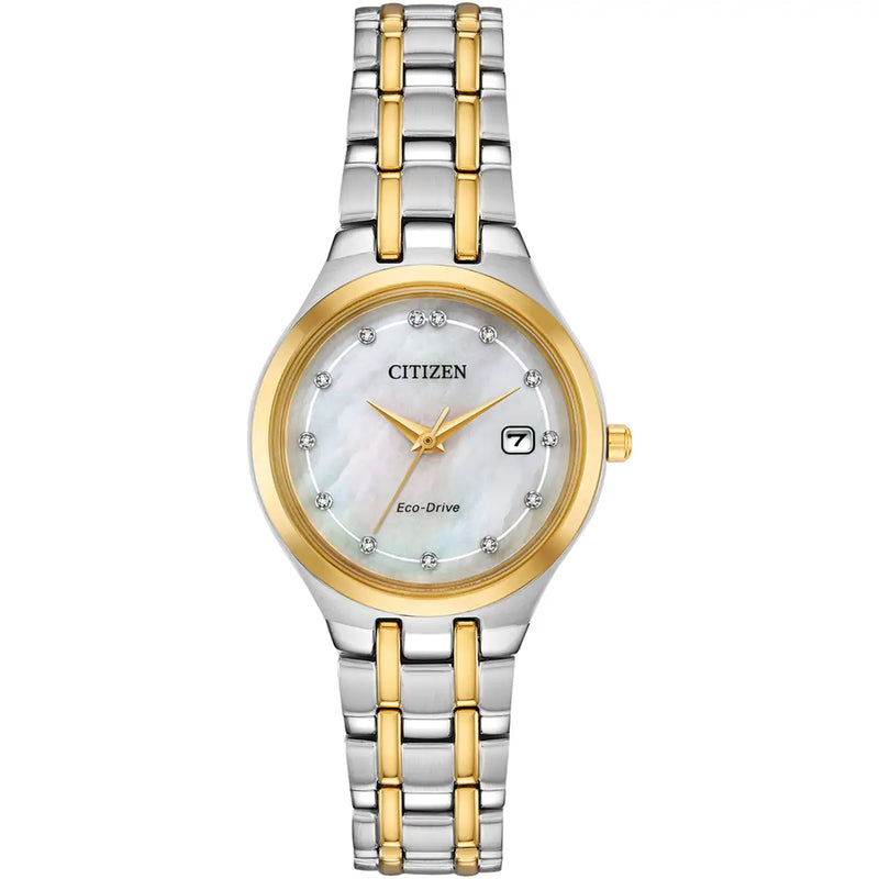 Citizen Silhouette Eco-Drive Ladies’ Two Tone Diamond Mother of Pearl Watch EW2488-57D