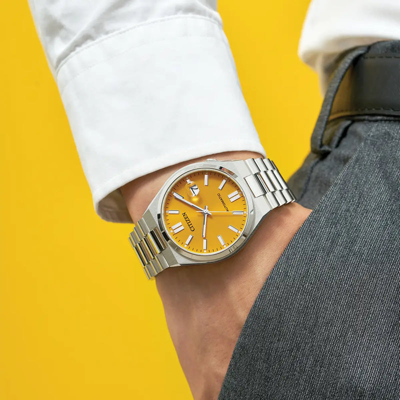 Citizen Tsuyosa Automatic Men’s 40mm Yellow Dial Stainless Steel Watch NJ0150-56Z