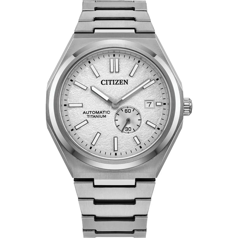 Citizen Zenshin Automatic Men’s 41mm Textured White Dial Super Titanium™ Watch NJ0180-80A