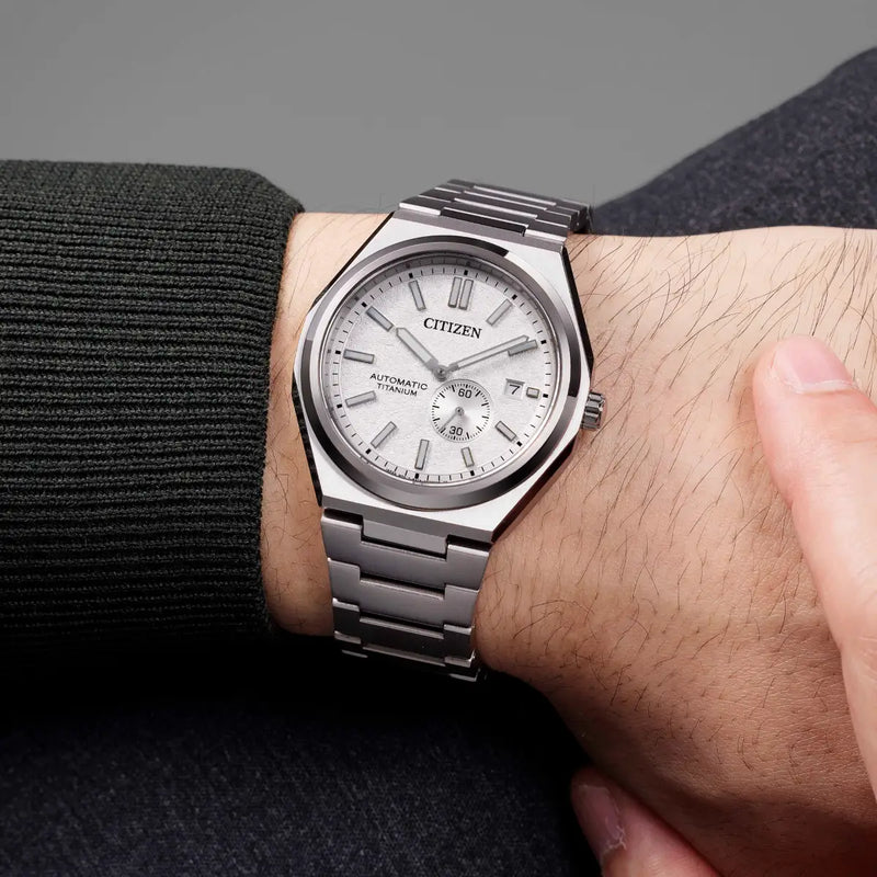 Citizen Zenshin Automatic Men’s 41mm Textured White Dial Super Titanium™ Watch NJ0180-80A