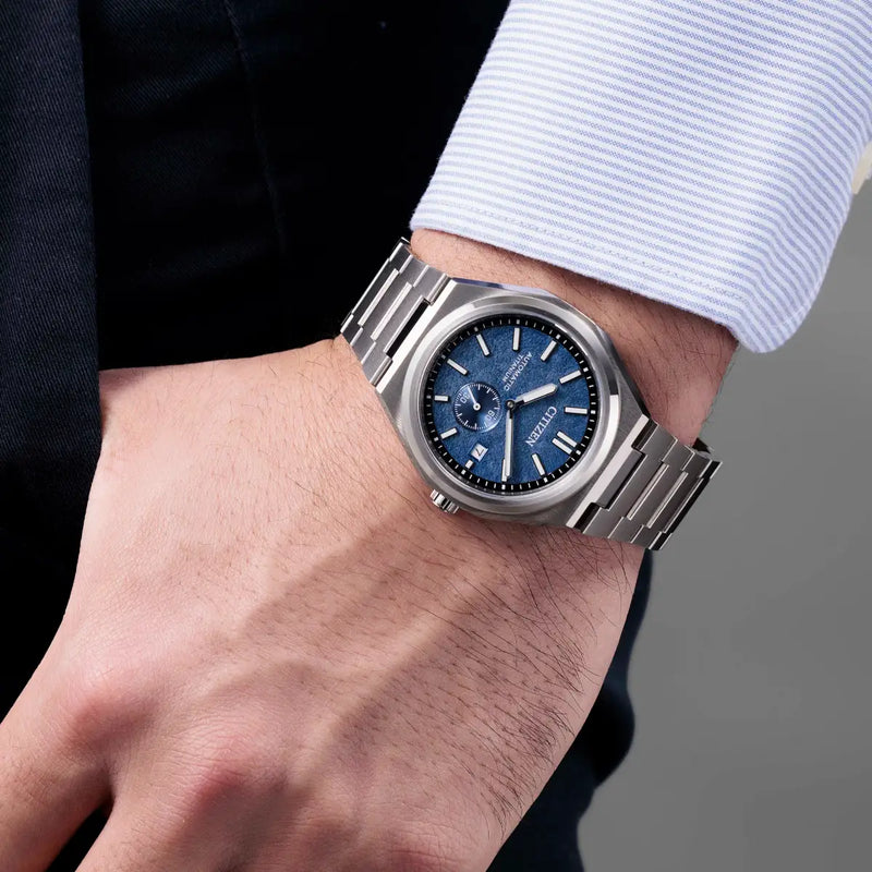 Citizen Zenshin Automatic Men’s 41mm Textured Blue Dial Super Titanium™ Watch NJ0180-80L