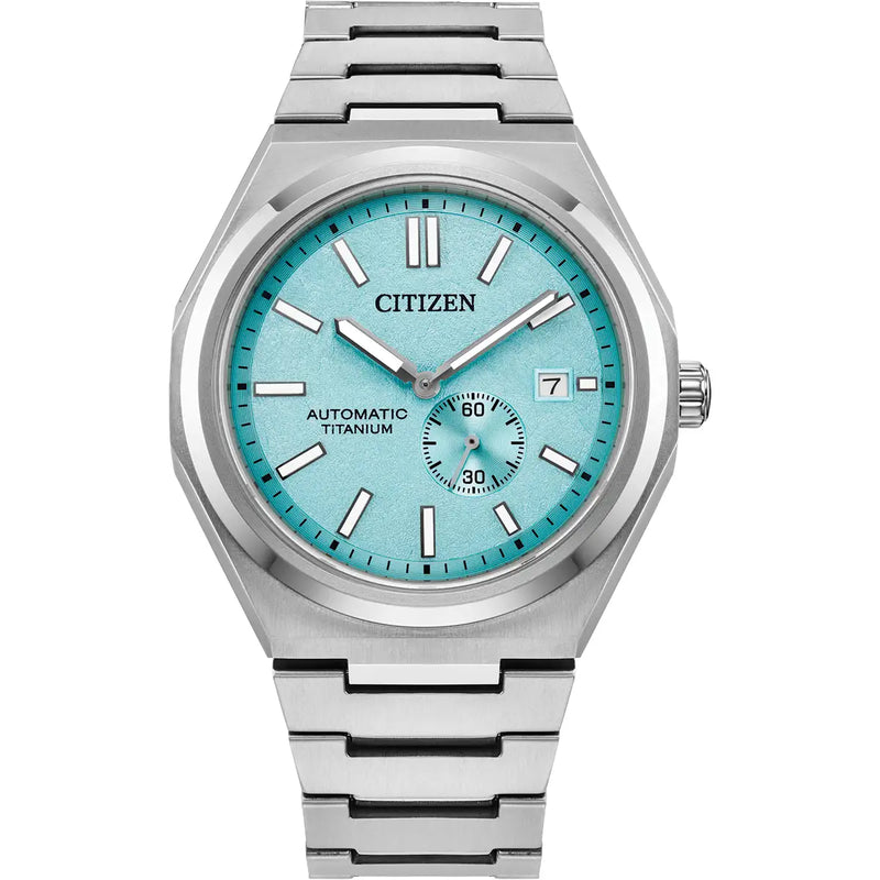 Citizen Zenshin Automatic Men’s 41mm Textured Light Blue Dial Super Titanium™ Watch NJ0180-80M