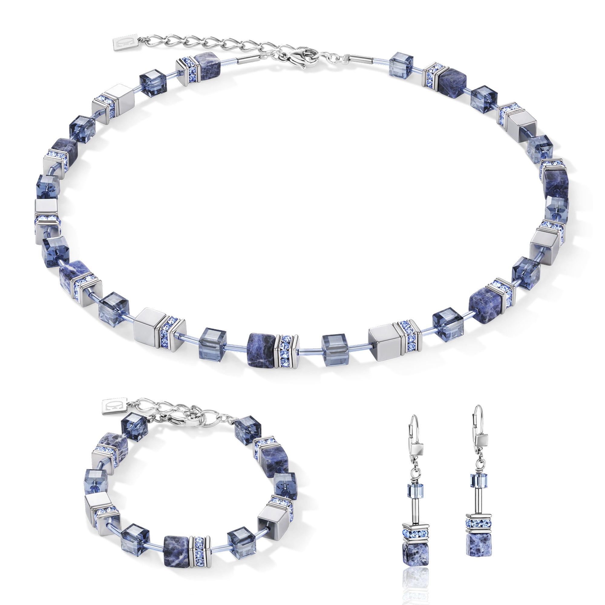 GeoCUBE Sodalite & Haematite Blue Bracelet